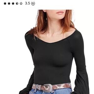 FREE PEOPLE ladies 95% rayon black “To the Tropics” size medium, long sleeve top